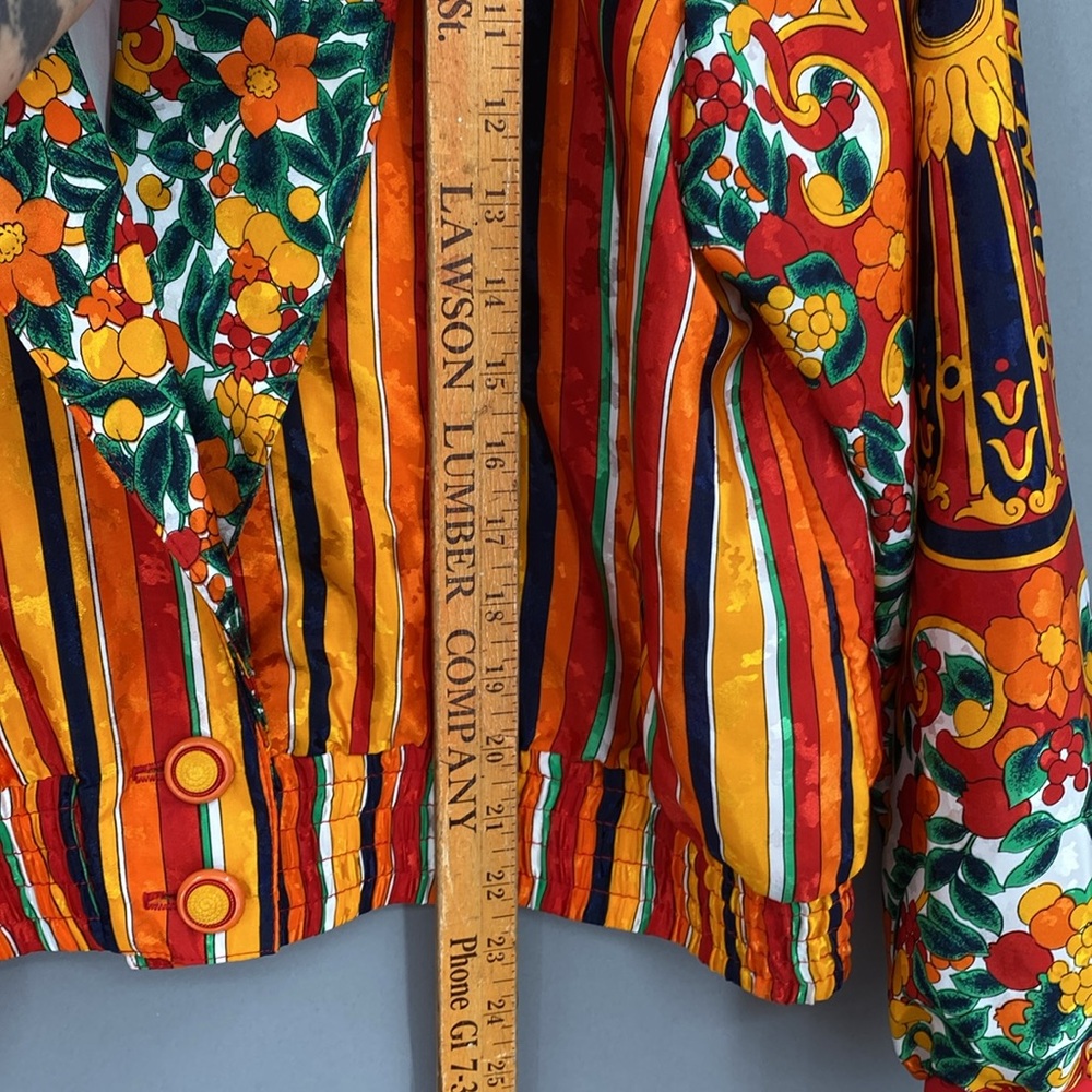 Vintage Howard Wolf Colorful Floral Striped Jacket Maximalist Funky Bold Size 10 - Picture 9 of 16
